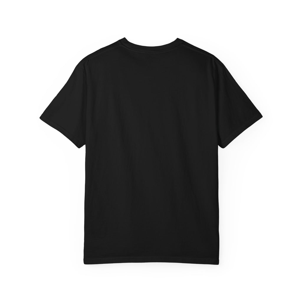 Black Comfort Colors garment-dyed tee, plain back view
